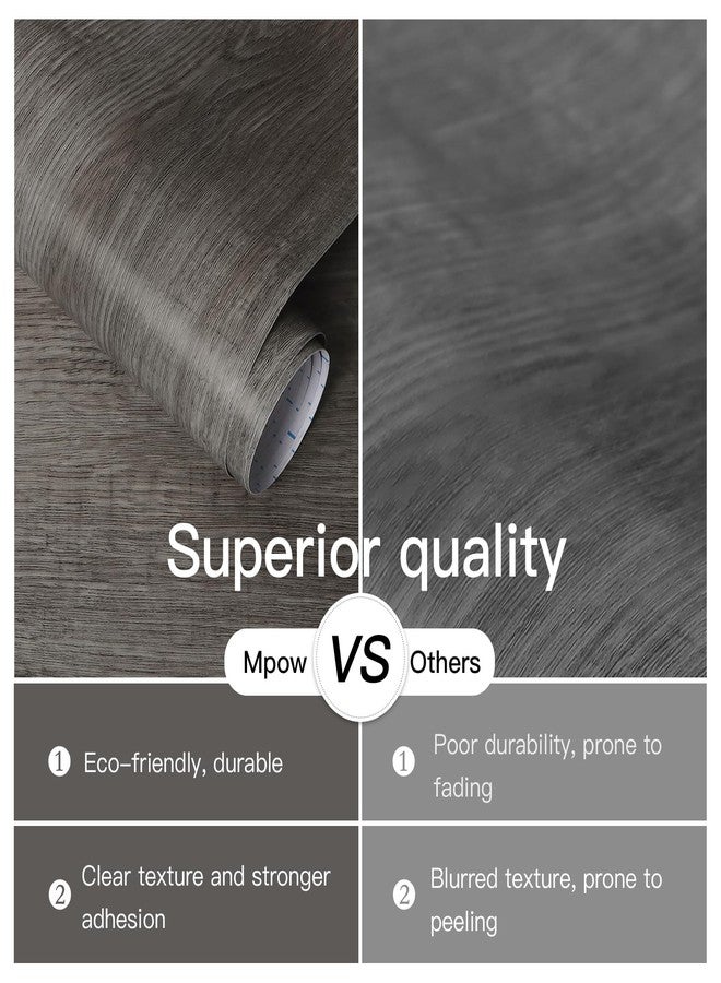 Ismoon 17.7"x118" Wood Wallpaper Grey Wood Peel and Stick Wallpaper Gray Wood Contact Paper Self Adhesive Wallpaper Wood Grain Faux Furniture Film Roll Desk Table Wall Cabinet Shelf Draw Liner - Image 3