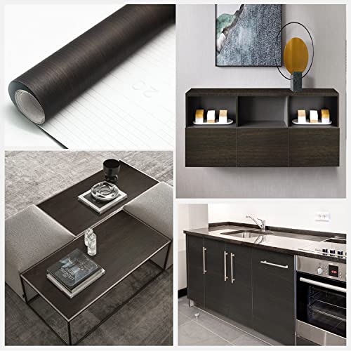 seonta Dark Walnut Contact Paper 16"x118" Wood Peel and Stick Wallpaper Waterproof Self Adhesive Dark Brown Wallpaper Table Sticker Cover Wood Vinyl Wrap for Countertop Desk Table Cabinets Upgrade - Image 5