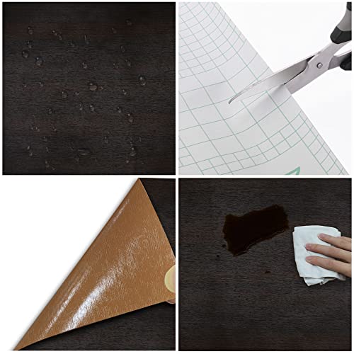seonta Dark Walnut Contact Paper 16"x118" Wood Peel and Stick Wallpaper Waterproof Self Adhesive Dark Brown Wallpaper Table Sticker Cover Wood Vinyl Wrap for Countertop Desk Table Cabinets Upgrade - Image 3