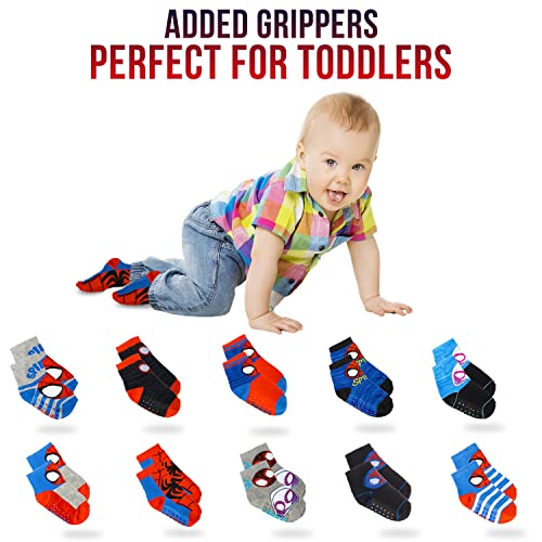 MARVEL Spiderman Grip Socks, Toddler Boys 10 Pack, Spider-Man Gripper Socks, Amazing Variety Pack 4-5T - Image 2