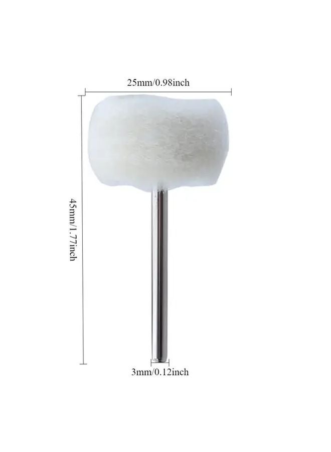 2Pcs White Mini Polishing Brush Felt Grinding Sanding Head For Drill Buffing Wheel - Image 4