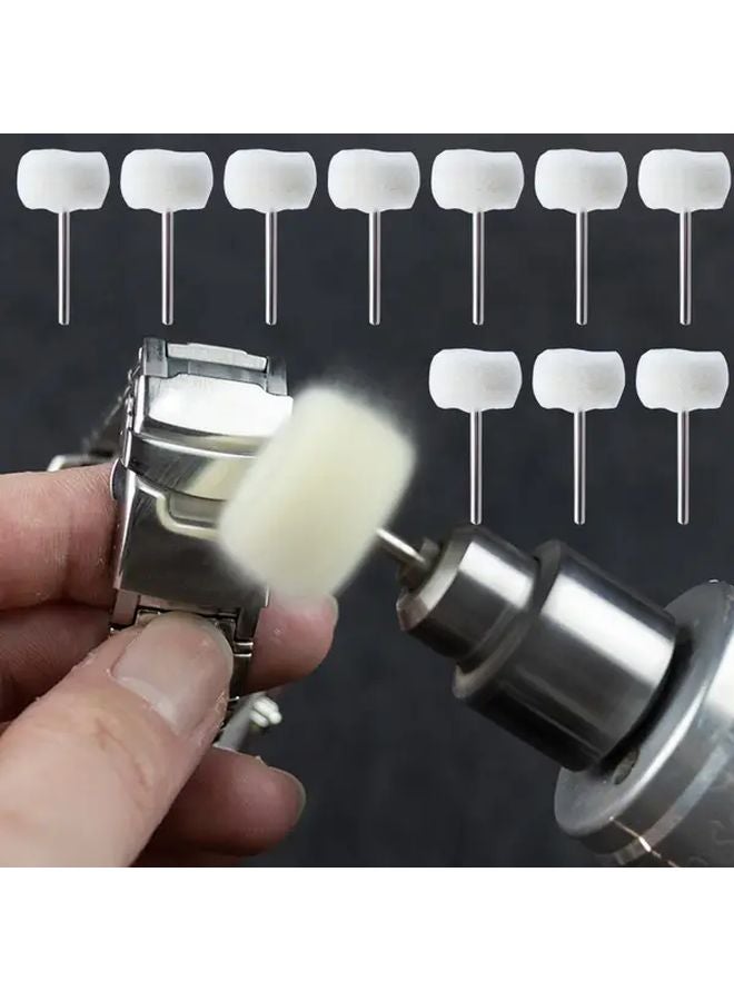 2Pcs White Mini Polishing Brush Felt Grinding Sanding Head For Drill Buffing Wheel - Image 3