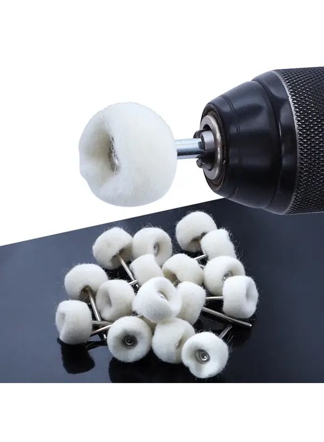 2Pcs White Mini Polishing Brush Felt Grinding Sanding Head For Drill Buffing Wheel - Image 2