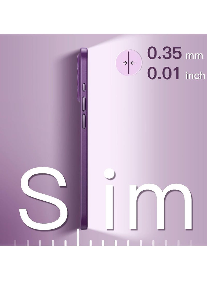 MUNTAQI حافظة فائقة النحافة (0.35 مم) لجهاز آيفون 14 برو ماكس 6.7 بوصة، غطاء عدسة الكاميرا حماية كاملة، حافظة صلبة خفيفة الوزن بلمسة نهائية غير لامعة، تدعم الشحن اللاسلكي (أرجواني داكن) - Image 3