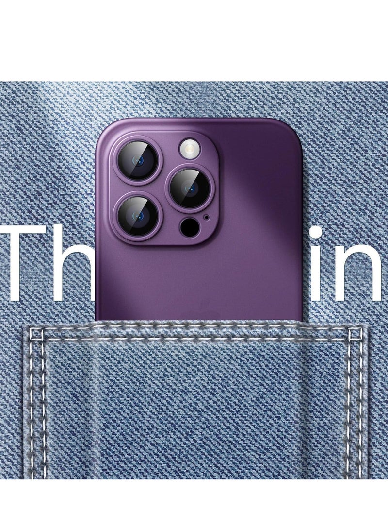 MUNTAQI حافظة فائقة النحافة (0.35 مم) لجهاز آيفون 14 برو ماكس 6.7 بوصة، غطاء عدسة الكاميرا حماية كاملة، حافظة صلبة خفيفة الوزن بلمسة نهائية غير لامعة، تدعم الشحن اللاسلكي (أرجواني داكن) - Image 5