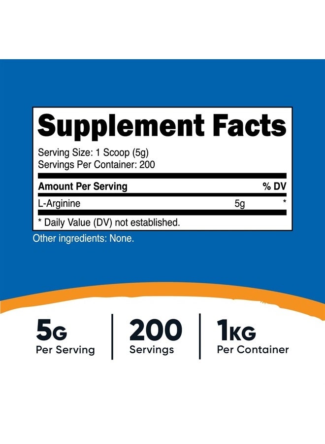 Nutricost L-Arginine Powder 1KG - Pure L-Arginine, 5g Per Serving - Image 2
