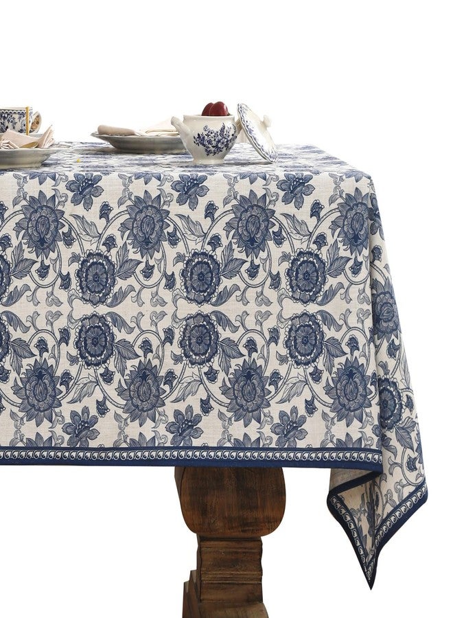 patdrea Designer Small Vintage Blue Tablecloth for Square Tables,Vintage Linen Paisley Table Cloth,Floral Cover Cloth Decor for Kitchen Dining Christmas,Thanksgiving,Party,55"x55"-Lantang a - Image 1