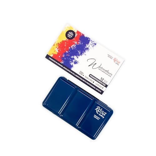 ROSA Gallery Monopigmented Professional Watercolor Paint Set, 12 Water Colors of 2.5 ml, High Lightfastness Paints Kit for Artists, Adult, Lightweight and Portable Metal Case - Image 3