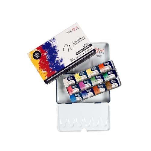 ROSA Gallery Monopigmented Professional Watercolor Paint Set, 12 Water Colors of 2.5 ml, High Lightfastness Paints Kit for Artists, Adult, Lightweight and Portable Metal Case - Image 2