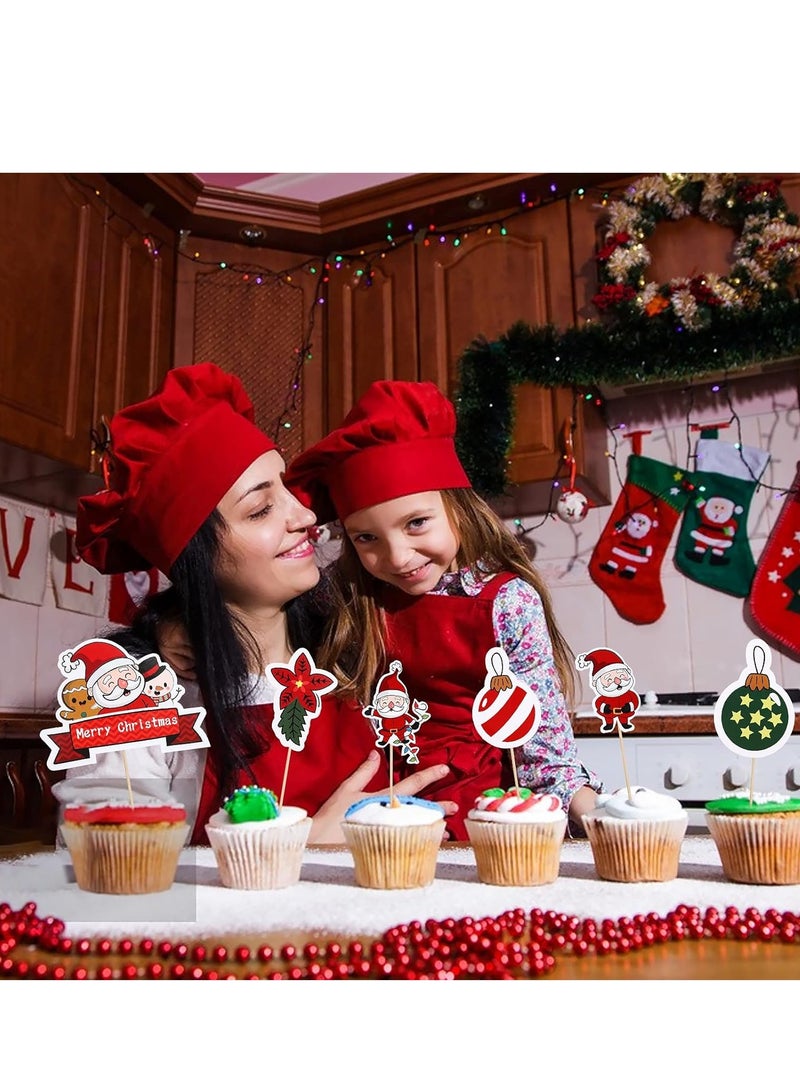 11 Pcs xmas paper Cake Toppers Cupcake Toppers Picks Merry Christmas Toothpick Flags for Cake Decorations Santa Tree Snowman Theme Party Cake Toppers Picks Decor  - Image 3