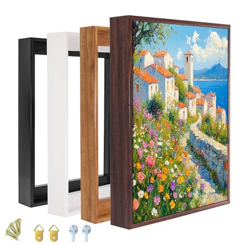 Prixas Print Floater Frame for 1.25 thick Canvas, Available in 25+ size and 4 Color, Wood-Look Floating Frame for Finished Canvas Artist Panel Oil Painting Wall Art Décor (Black Frame, 8"x10") - Image 1