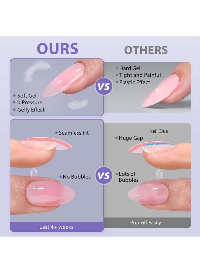 بي تي آرت بوكس أطراف أظافر جل قصيرة بلون اللوز من BTArtbox - أظافر جل ناعمة من XCOATTIPS، أظافر جل طبيعية مضغوطة مسبقًا، أظافر صناعية كاملة التغطية بلون طبيعي لفن الأظافر اليومي - Image 4