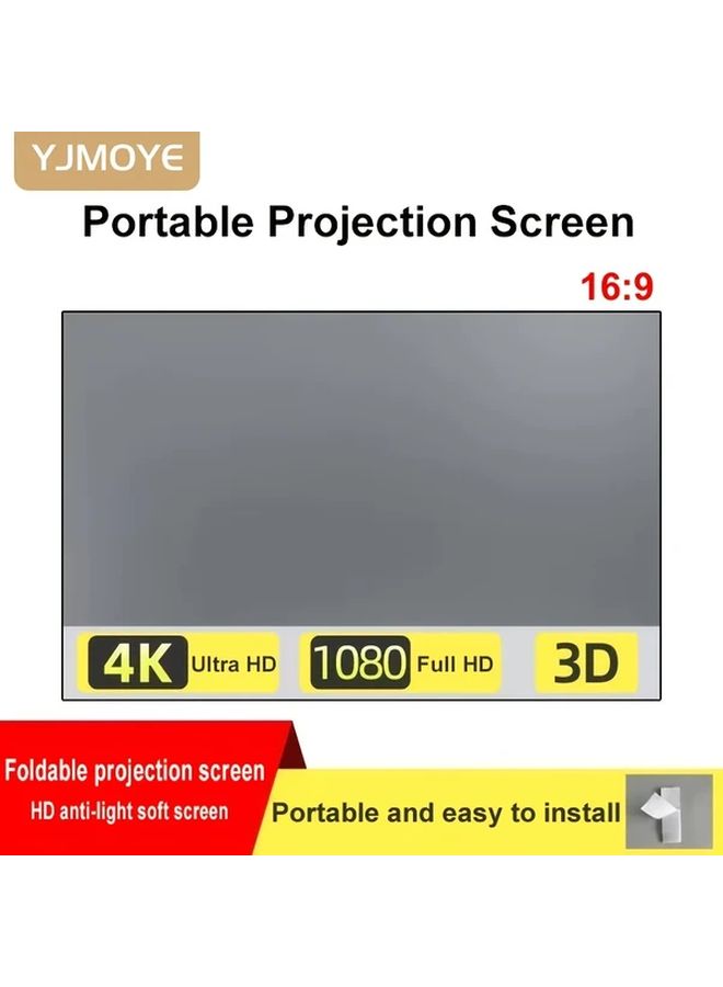 Portable Projector Screen 72 Inches 16 9 HD Anti Light Soft Fabric Cloth For LCD LED Video Projectors Easy Installation Polyester Material Foldable Design Ideal For Presentations Home Theater And Movies On Wall - Image 2
