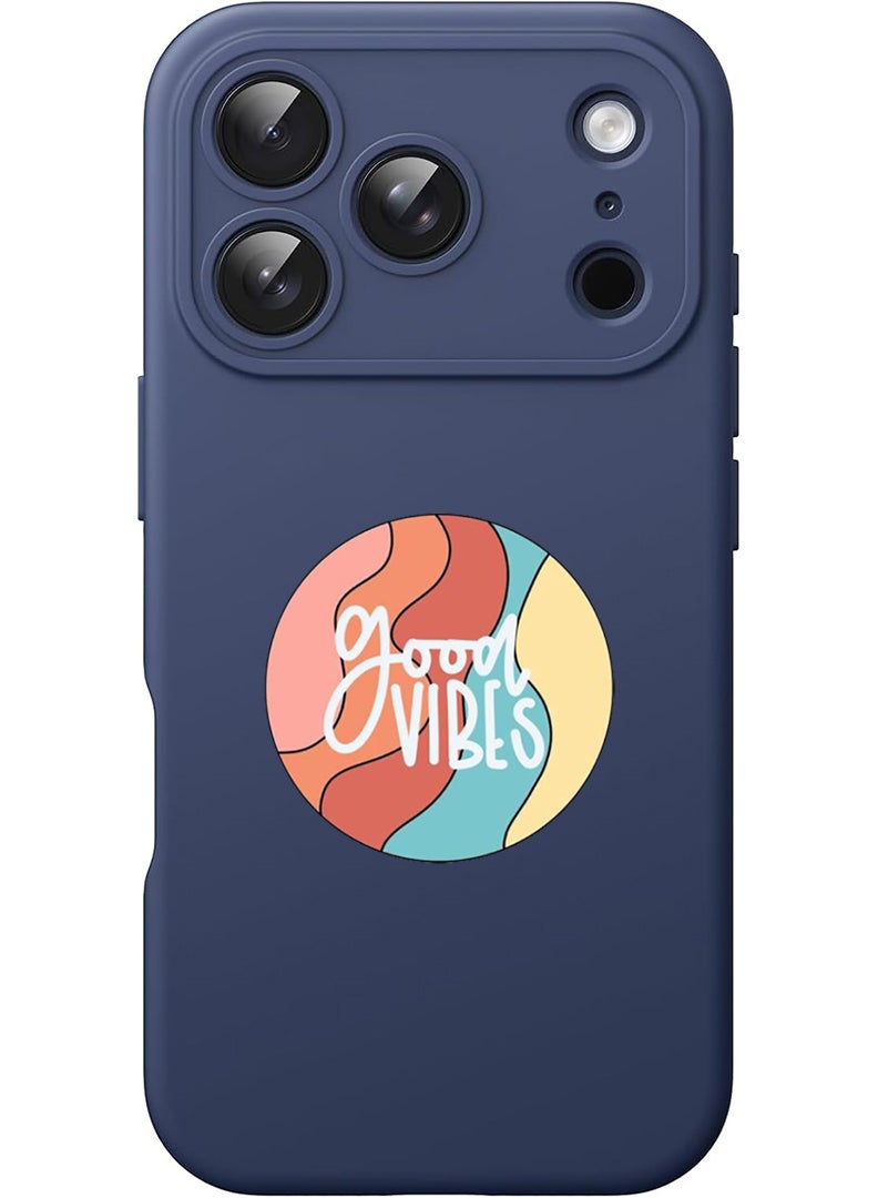 Theodor Protective Slim Fit Case Liquid Silicone Cover with Full Body Protection Anti-Scratch Shockproof Case For Apple iPhone 17 Pro (Blue) Good vibes (2) - Image 1