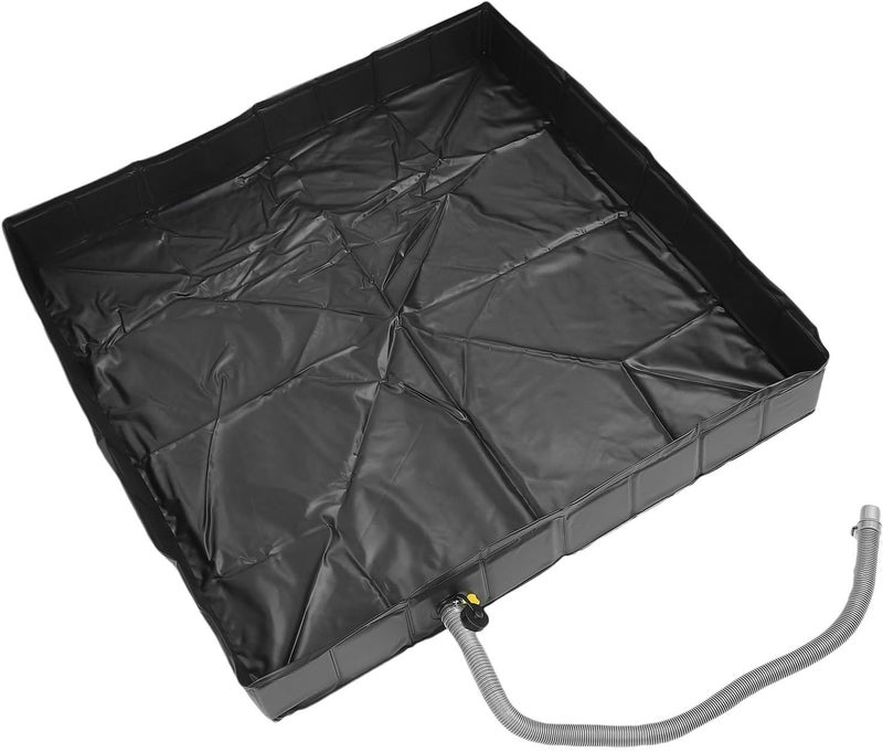 حوض الاستحمام المحمول Keenso، مقاس 41x41x6 بوصة، قاعدة استحمام قابلة للطي من PVC مع سدادة تصريف مدمجة وخرطوم بطول 1 متر للاستخدام في المركبات الترفيهية والتخييم والشاطئ والأنشطة الخارجية - Image 1