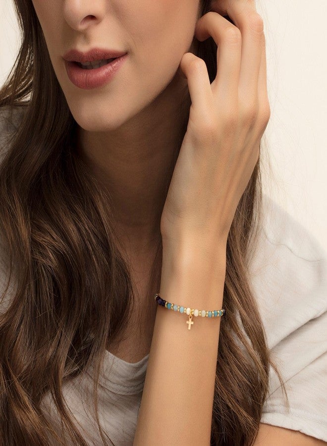 Sistble Easter Gifts Christian Bracelets for Women, Blessing Cross Bracelet for Women Teen Girl Gifts Trendy Stuff Religious Jesus Catholic Baptism Gift for Girls Natural Stone Inspirational Gift - Image 3