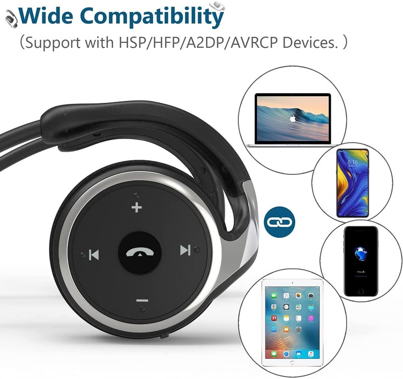 itayak Behind The Head Headphones, Bluetooth 5.0 Neckband Around Head Headphones Lightweight Small Foldable Wireless Sports Sweatproof Headset with Microphone & Carrying Case (Black) - Image 5