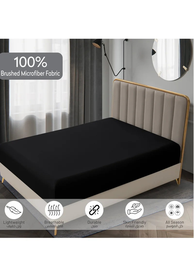 Donetella Bedding Fitted Sheet - Fits 200x200 Cm For Super King Bed - 3 Pcs (1 Fitted Sheet and 2 Pillowcases) - 35 Cm Deep Pocket - Solid Bed Sheet