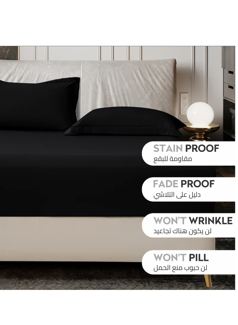 Donetella Bedding Fitted Sheet - Fits 200x200 Cm For Super King Bed - 3 Pcs (1 Fitted Sheet and 2 Pillowcases) - 35 Cm Deep Pocket - Solid Bed Sheet
