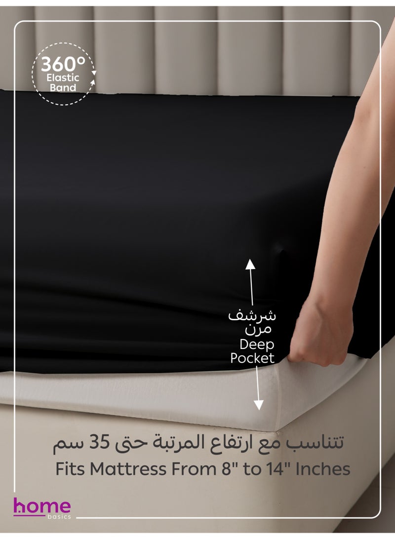 Donetella Bedding Fitted Sheet - Fits 200x200 Cm For Super King Bed - 3 Pcs (1 Fitted Sheet and 2 Pillowcases) - 35 Cm Deep Pocket - Solid Bed Sheet - Image 4