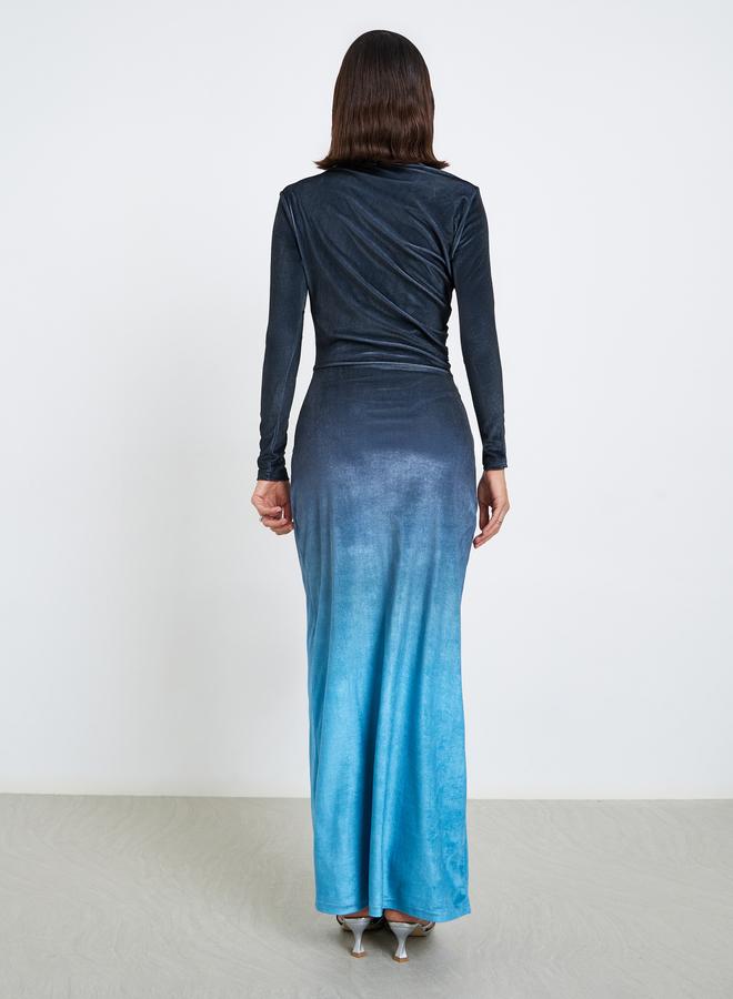 Styli Ombre Velvet Look Evening Maxi Dress - Image 5