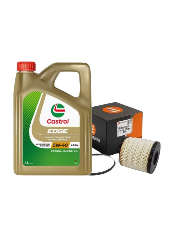 Castrol Edge 5W40 Engine Oil 4L 10,000 KM & ENGINE OIL FILTER Peugeot 301 - 3008 - 5008 - 508 / Citroën C-Elysée - C5 - C4 / DS7 / Opel Grand Land / Mini Cooper R56 2006-2013  - Made In France Bundle - Image 1