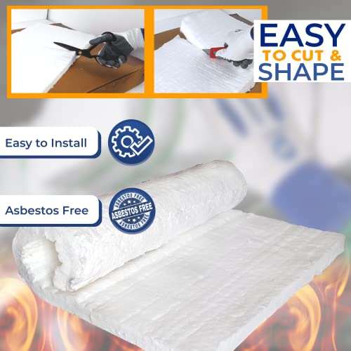SIMOND STORE 2 Pcs Ceramic Fiber Insulation Roll, 8# Density 2600F, 1" x 12" x 24" Fireproof Insulation Blanket for Pizza Oven Forge Foundry Furnace Wall Fireplace Stove Chimney Boiler and Dishwasher - Image 5