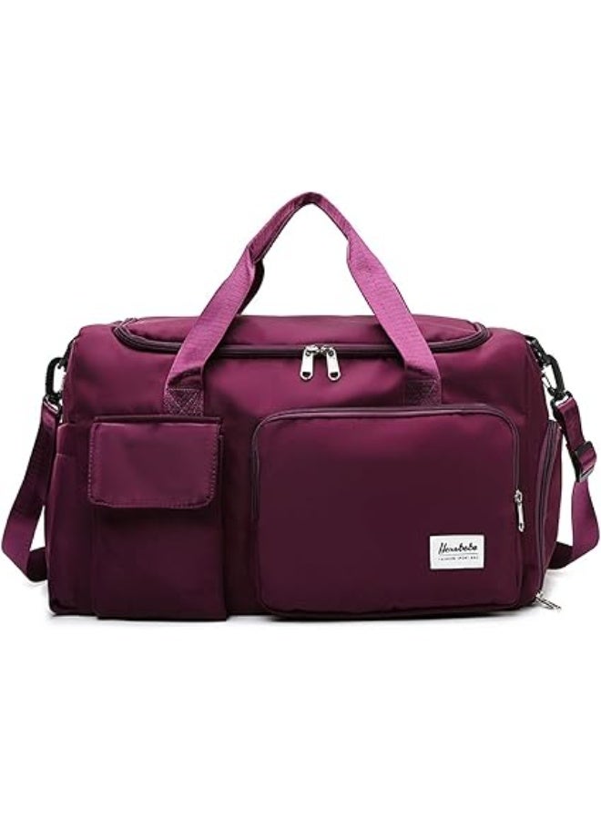 Large lightweight duffel bag with double shoulder straps and a wet pocket - Women's tote suitable for the gym, evenings out, and holidays, Oxford