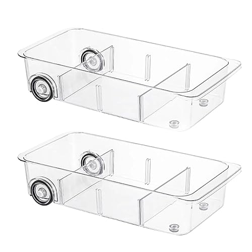 Attelite RollOut Refrigerator Drawer Organizer and Storage Clear Design with Dividers, Fridge Organizer on Wheels, Upgrade Thick Plastic Pantry Storage Bins, Kitchen Organization 2 Set - Image 1