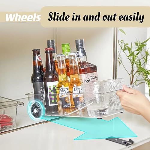 Attelite RollOut Refrigerator Drawer Organizer and Storage Clear Design with Dividers, Fridge Organizer on Wheels, Upgrade Thick Plastic Pantry Storage Bins, Kitchen Organization 2 Set - Image 4