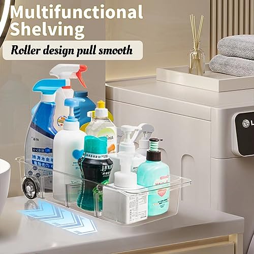 Attelite RollOut Refrigerator Drawer Organizer and Storage Clear Design with Dividers, Fridge Organizer on Wheels, Upgrade Thick Plastic Pantry Storage Bins, Kitchen Organization 2 Set - Image 5