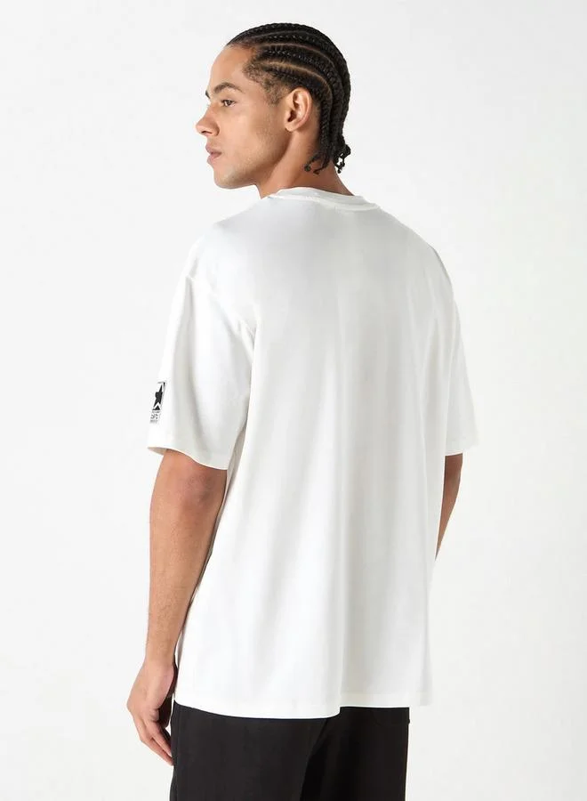 STARTER Typographic Print T-shirt with Short Sleeves and Crew Neck
