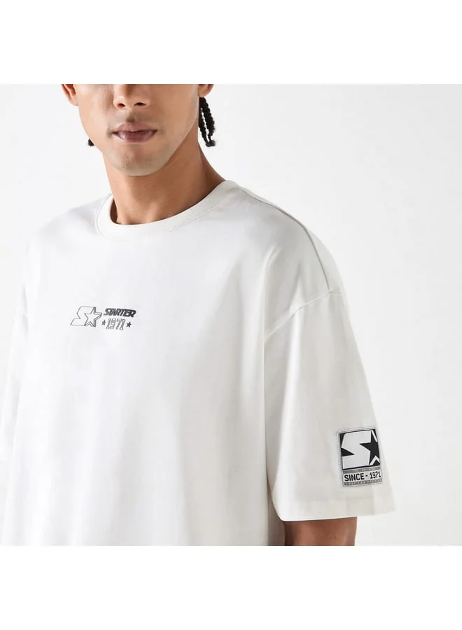 STARTER Typographic Print T-shirt with Short Sleeves and Crew Neck
