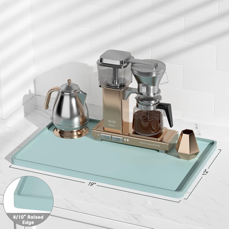 Rnivvi حصيرة قهوة من السيليكون من ، مقاس 12" x 19"، مقاومة للماء وذات حافة مرتفعة، مناسبة لملحقات محطة آلة الإسبريسو، وسادة لتزيين البار، لون أخضر داكن - Image 3