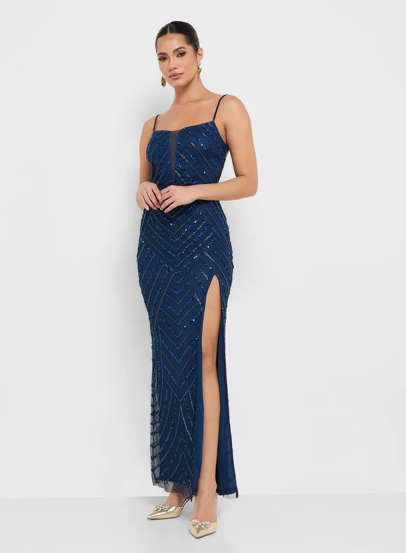 Namshi x Off Shoulder Sequin Embellished Evening Dress
