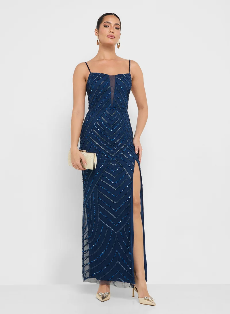 Namshi x Off Shoulder Sequin Embellished Evening Dress