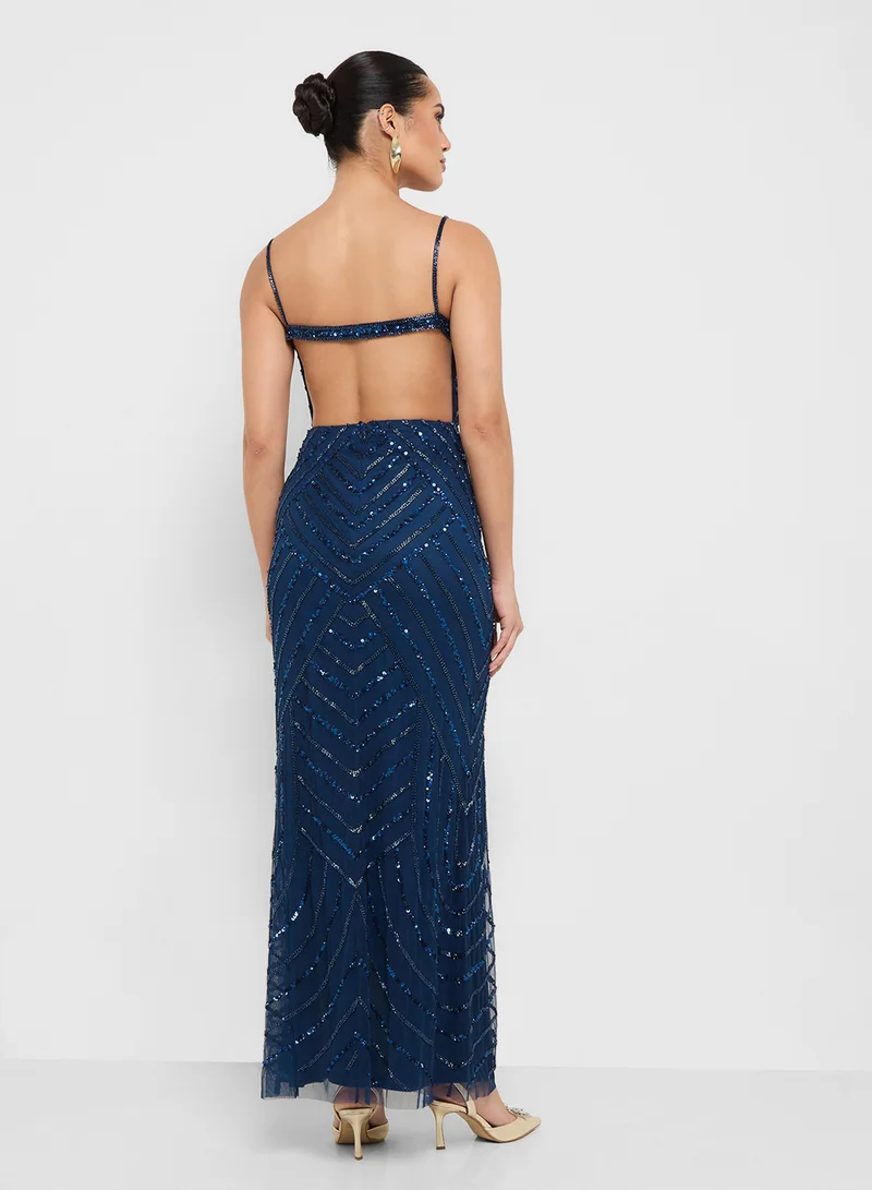 Namshi x Off Shoulder Sequin Embellished Evening Dress
