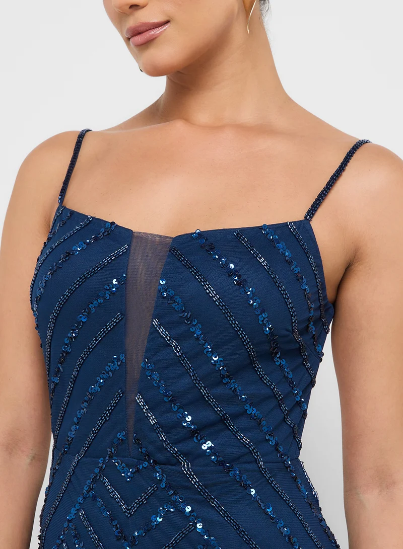 Namshi x Off Shoulder Sequin Embellished Evening Dress