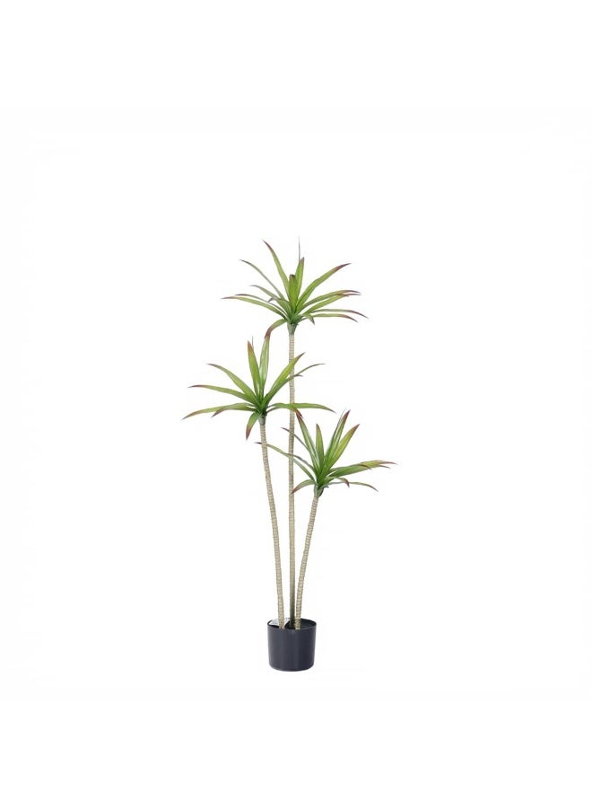 RooRound 5ft Fake Agave Plant Artificial Tree with 3 Trunks & Red Tips, UV Resistant Lifelike Potted Faux Greenery for Indoor Outdoor Home Office Decor (150 CM) - Image 1