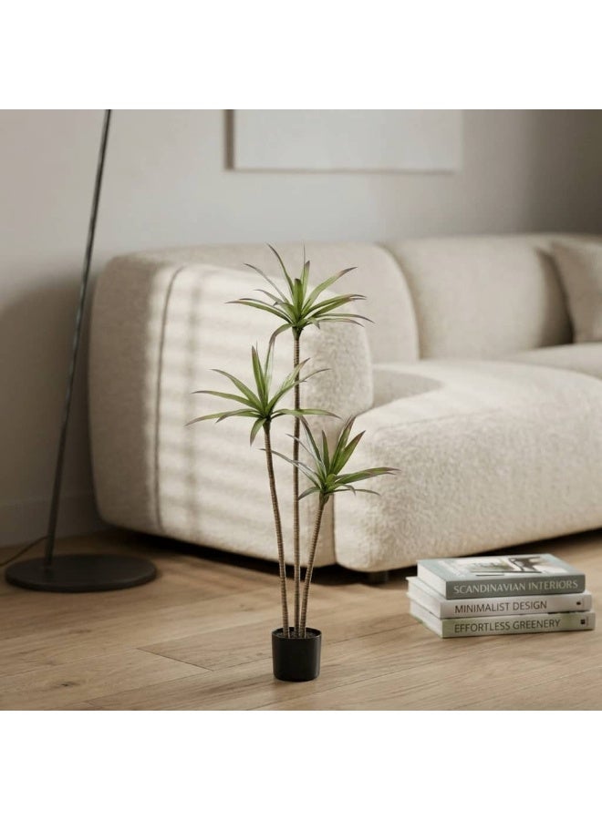 RooRound 5ft Fake Agave Plant Artificial Tree with 3 Trunks & Red Tips, UV Resistant Lifelike Potted Faux Greenery for Indoor Outdoor Home Office Decor (150 CM) - Image 3