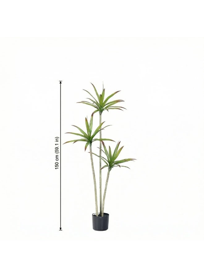 RooRound 5ft Fake Agave Plant Artificial Tree with 3 Trunks & Red Tips, UV Resistant Lifelike Potted Faux Greenery for Indoor Outdoor Home Office Decor (150 CM) - Image 5