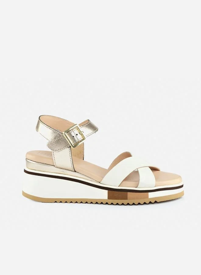 Take Two Metallic Criss Cross Strap Wedge Heel Sandals By Heel Your Sole