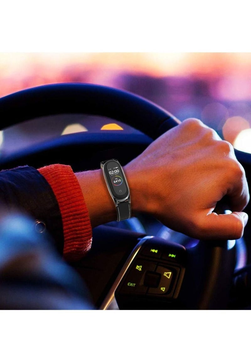 Y&D Strap for Xiaomi Mi Band 6 / 5 4 3, Leather Replacement Watch Wrist Smart Bracelet Accessories Women Men  - Image 2
