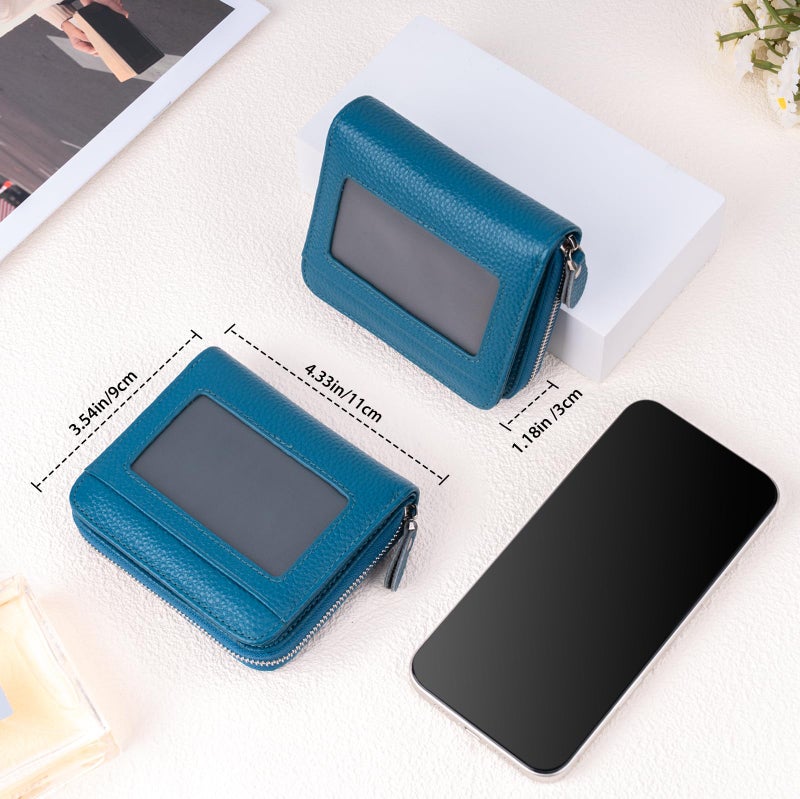 XINNSTAR Small Wallet for Women, Genuine Leather RFID Blocking Credit Card Holder Slim Compact Coin Purse Women's Wallets with ID Window 8 Card Slots - Image 5