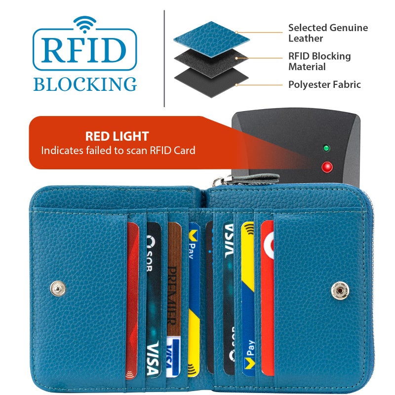 XINNSTAR Small Wallet for Women, Genuine Leather RFID Blocking Credit Card Holder Slim Compact Coin Purse Women's Wallets with ID Window 8 Card Slots - Image 3