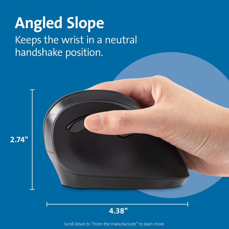 Kensington Ergonomic Vertical Wireless Mouse (K75575WW), Grey/Black - Image 2