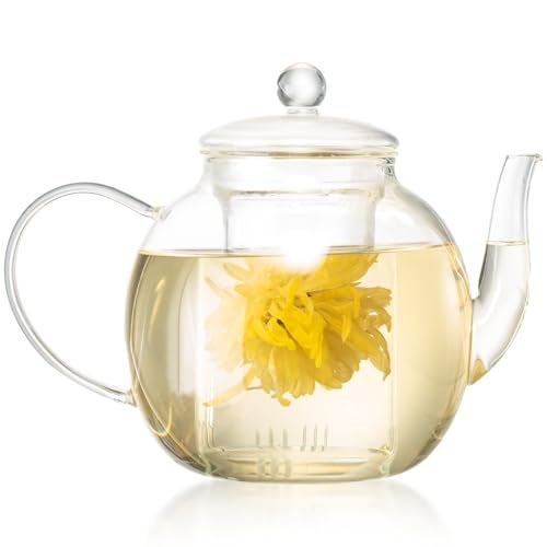 Wlasss 1530 ml/52 oz Large Glass Teapot with Removable Infuser, Clear Tea Kettle Stovetop Safe for Loose Leaf and Blooming Tea, Tea Lover's Choice - Image 1