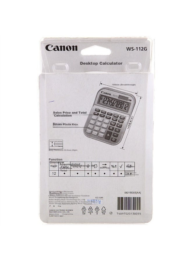 Canon Ws-112g Large Business Office Calculator Accounting Finance 12-digit Large Key Desktop Computer - Image 5