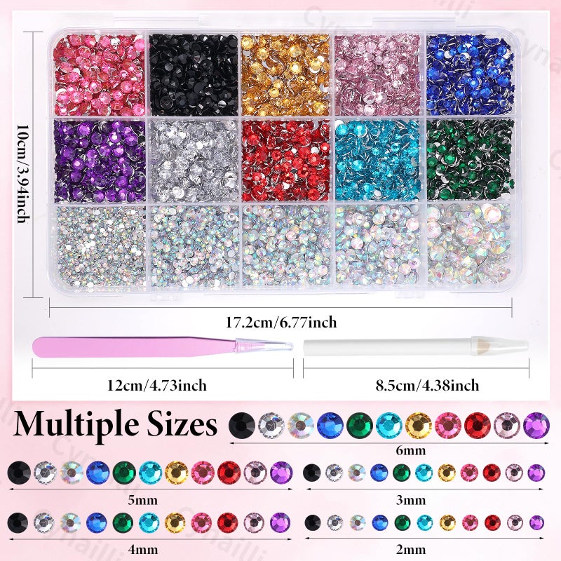 Cynailli 15000 Pcs Resin Rhinestones for Crafts, Colorful Jelly Resin Rhinestones for Bedazzling Gems Mix Sizes Flatback Gems Jewels for DIY Mugs Tumblers Bottles Clothing Shoes Nail Art - Image 2