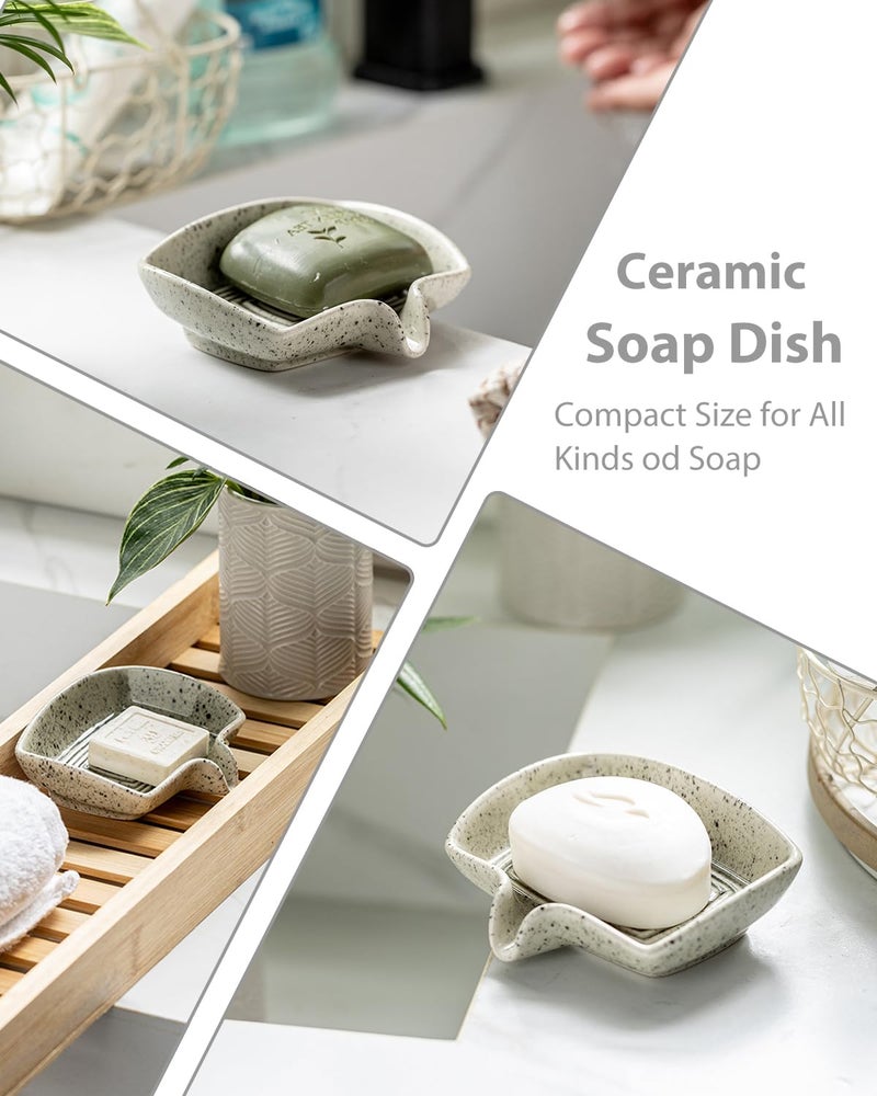 Zoeeker Self Draining Soap Dish, Ceramic Drain Soap Holder Waterfall Design Soap Saver for Shower, Bathroom, Sink, Kitchen and Countertop, Keeps Dry, Speckled Glaze - Image 5
